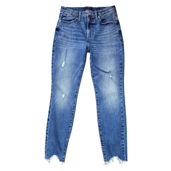 Lucky Brand Mid Rise Bridgette Ankle Skinny Jeans Distressed Medium Wash Sz 6/28 - Picture 1 of 10